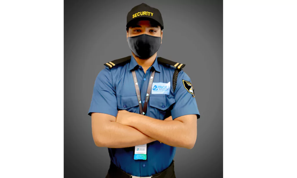 Security officer standing ready
